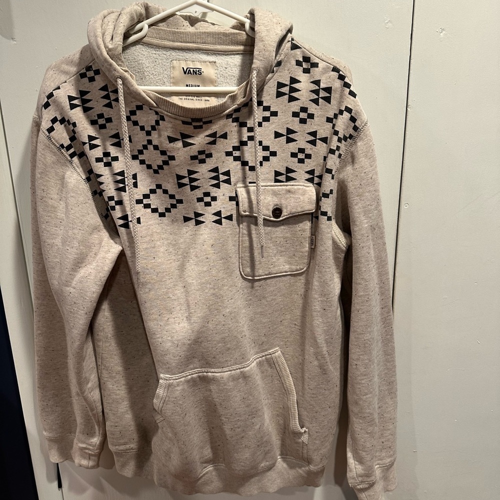 Vans Men's Beige Hoodie with Black Logo - Picture 2 of 5